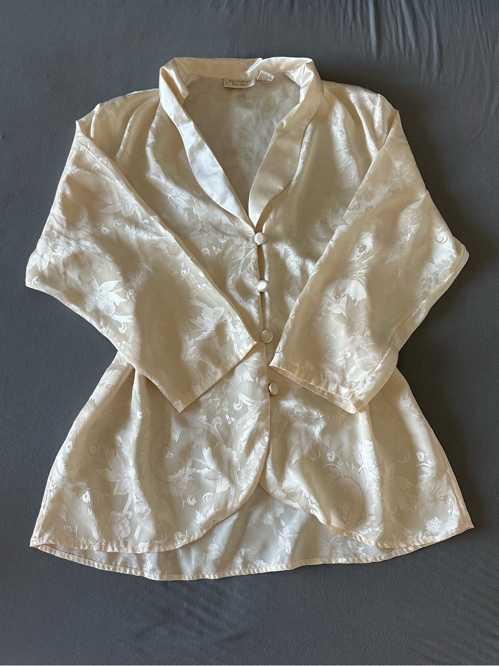 Vintage Victorias Secret Cream Floral Jacquard Button Up Blouse